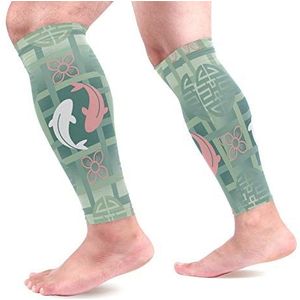 EZIOLY Chinese Koi Karpers Sport Kalf Compressie Mouwen Been Compressie Sokken Kalf Guard voor hardlopen, Fietsen, Moederschap, Reizen, Verpleegkundigen