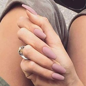 Halloween False Nails Black Press on Nails Matte Stick on Nails Artificial Fake Nails 24Pcs for Women and Girls (Color : Nude pink, Size : 24 Count (Pack of 1))