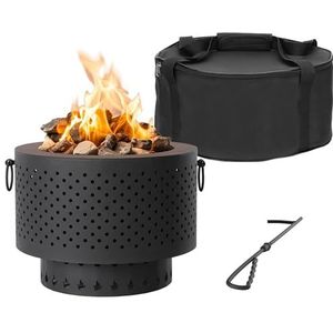 Navaris gietijzeren rookvrije vuurkorf - Vuurschaal voor buiten - Smokeless pelletkachel met pook - Opvouwbaar en draagbaar voor camping tuin picknick