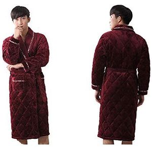 Badstof badjas jassen, kwaliteit luxe badjas katoen, koraal fleece dikke en lange jurk, herfst en winter gewatteerde warme pyjama-B male_XXXL