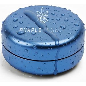 PURPLE LEGACY Ultra lichte Stash box, aluminium doos, waterdicht, luchtdicht, ø55 x 24 mm, uv-licht beschermde box voor pillen, kruiden, specerijen, paars blauw