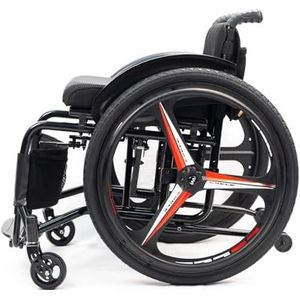 All-Terrain Ultra Lichtgewicht Sportrolstoel Opvouwbaar Verstelbare Voetsteun En Zithoogte, Handremmen, Geschikt For Tieners, Volwassenen, Senioren(Black1,Seat width42cm/16.5in)