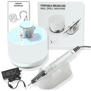 Elektrische nagelvijl, Borstelloze nagelboormachine, 35000 RPM professionele elektrische nagelschuurmachine, minder geluid met verborgen liftopslag voor zowel natuurlijke als kunstnagels (Color : Sky