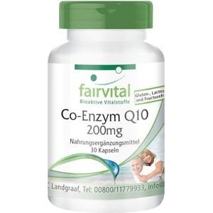 Fairvital | Co-enzym Q10 200mg - HOOG GEDOSEERD - VEGAN - 30 capsules - (ubiquinon, CoQ10, ubichinon-10)