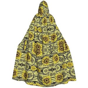 Bxzpzplj Bijen Sunflowe mantel met capuchon, voor dames en heren, carnavalskostuum, perfect voor cosplay, 185 cm