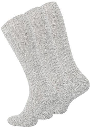 VCA - Warme Noorse Kniekousen - Grijs - Wollen Kousen met Pluche Zool - 3 of 6 Paar