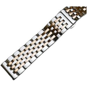 Watch Strap Armband 12mm 14mm 16mm 17mm 18mm 19mm 20mm 21mm 22mm 23mm 24mm Roestvrij staal Metalen horlogeband T41 Zilver Goud (Color : Silver rose gold, Size : 23mm)