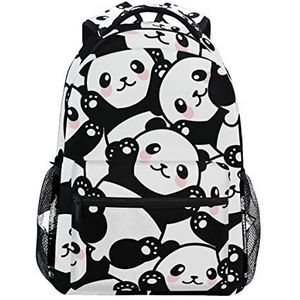 Jeansame Rugzak School Tas Laptop Reizen Tassen Leuke Dieren Panda Zwart Wit