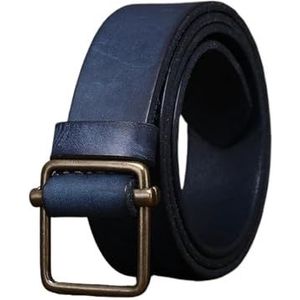 UBOHUZ 1Pcs Riem Mannen Lederen Retro Messing Gesp Jeans Mannelijke Voor Mannen, Blauw, 125