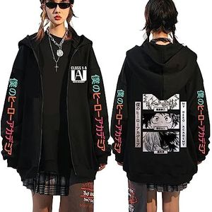 My Hero Academia Hoodies Heren en Vrouwen Zip Up Sweatshirt Casual Mode Hooded Top Met Zakken Anime Jassen, E, S