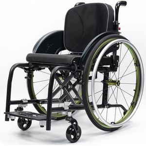 Ultra lichtgewicht sportrolstoel voor volwassenen, draagbare opvouwbare transportrolstoel, all-terrain aluminiumlegering zelfrijdende handmatige rolstoelen, weegt slechts 12 kg (groen, 38 cm)