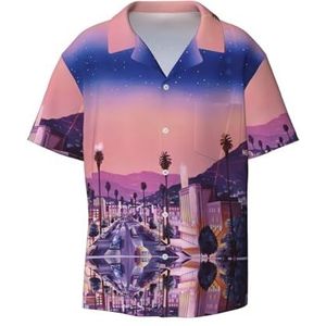 OdDdot The Old Hollywood Print Heren Overhemden Atletische Slim Fit Korte Mouw Casual Business Button Down Shirt, Zwart, XXL