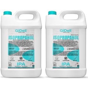 GiDeli Isopropanol 99,9%, 2 x 5 l, isopropylalcoholreiniger, hoog percentage, reinigingsalcohol voor elektronica, accessoires voor 3D-printer, glas, beeldschermen en lenzen