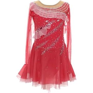 Kunstschaatsjurk For Meisjes, Ademende Mesh-ijsdanskostuum, Podiumkleding, Aanpasbaar(4XL)