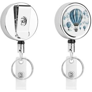 Blauwe Heteluchtballon Badge Reel Badge Clip Verpleegster Badge Reel Badge Houder Intrekbare Clip Intrekbare Badge Houders Badge Rollen Intrekbare Badge Reel Verpleegkundige Medische Grappig