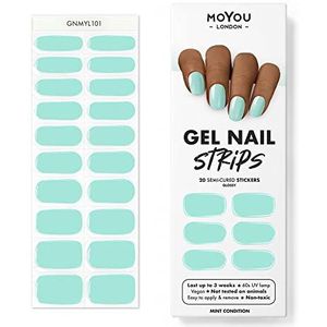 MOYOU LONDON Semi-geharde uv-gelstrips, 20 stuks, UV-hardend, voor manicure in salonkwaliteit, Mint Condition
