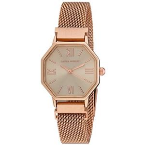 Laura Ashley Women's Hexagon 25mm Mesh Magnetitic Closure Watch - 5 Colors Available (Rose Gold)