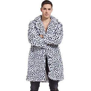 Zhiyao Herenbontjas met luipaard/tijgerpatroon, warme winterjas van imitatiebont, pluizige bontjas, nertsjas, parka, jas, winterjas, 1, wit., XL