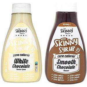 The Skinny Food Co. Siroop Twin Pack SW Witte Chocolade & Gladde Chocolade Dessert Topping Suikervrij Nul Calorieën Schuldvrije Saus