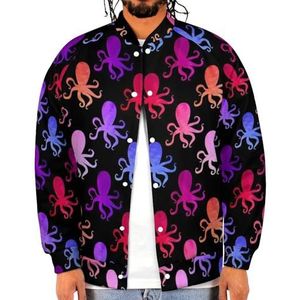 Kleurrijke Octopus Patroon Grappige Mannen Baseball Jacket Gedrukt Jas Zachte Sweatshirt Voor Lente Herfst