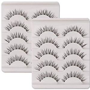 10 paar valse wimpers wimpers natuurlijke look handgemaakte kriskras 3D herbruikbaar zwart