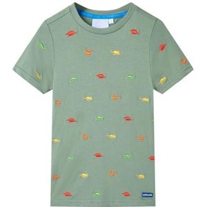 Kindershirt met korte mouwen 116 kakikleurig, kinderkleding, meisjeskleding, leuke kinderkleding, jongenskleding, hippe kinderkleding