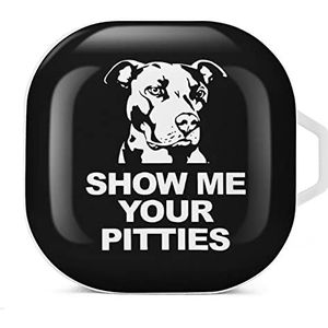 Show Me Your Pitties Pitbull Earbuds Case Compatibel met Samsung Hard Shell Beschermhoes Wit-Stijl