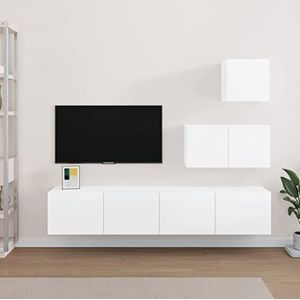 DIGBYS 4-delige tv-kast set hoogglans wit ontworpen hout