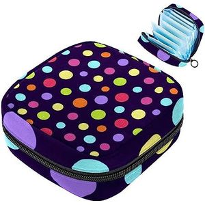 MUOOUM Kleurrijke Stippen Maandverband Opbergtas Menstruatie Pad Tas Draagbare Menstruatie Cup Pouch met Rits voor Tiener Meisjes Vrouwen Dames