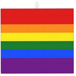 Regenboog bedrukt, afwasmatten, absorberende afdruiprek mat voor aanrecht gootsteen mat droogpad 41 x 46 cm