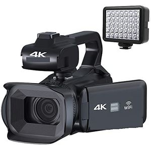 Digitale Camera, 64MP Vlog Camcorder 4K HD Fotografie Video Camera Live Streaming 18X Zoom AF Digitale Recorder Draaien Touch Screen(NO SD Card,With Fill Light)