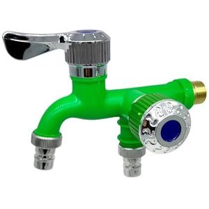 Mop Zwembadkraan Wasmachine Kranen Een-in-Twee-Out Wasmachine Bibcock Wandmontage Dubbele Waterafvoer Buiten Tuin Kranen (Groen)
