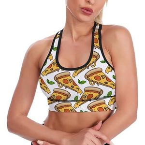 Pizza patroon vrouwen tank top sport beha yoga workout vest atletische bh's