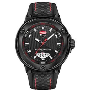 Ducati Heren analoog kwarts horloge met rubberen armband DTWGN2018903, zwart/rood