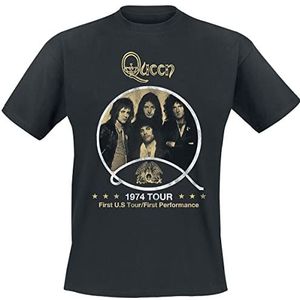 Queen 1974 Vintage Tour T-shirt zwart M 100% katoen Band merch, Bands