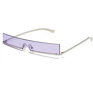 GALSOR Doorlopende ultrasmalle vierkante gestreepte bril uit één stuk Street zonnebril (kleur: paars, maat: vrije maat)