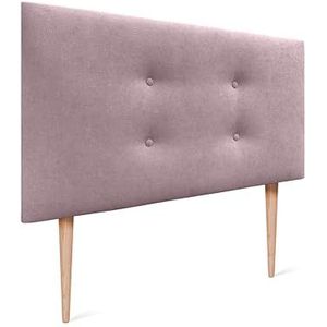 DHOME Aqualine Pro Hoofdbord van kunstleer of stof, met 2 rijen knopen, gevoerd hoofdeinde, luxe bed (105 x 105 cm met poten, bedden 80/90/105), roze stof