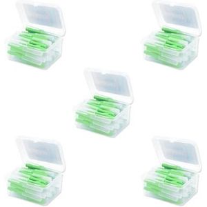 5 Set van 40 Stuks Interdentale Borstel Soepele Floss Hoofd Push-Pull Plastic Tanden Borstels I Vormige Mondhygiëne Tool Reizen Groen 0.8mm