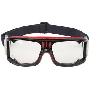 Sportbril, Slagvaste Sportbeschermbril, Antislipveiligheidsbasketbalbril met Verstelbare Band voor Hardlopen Tijdens Het Fietsen (zwart rood)