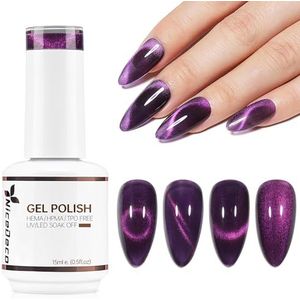 Nicedeco Hema Free Cat Eye Gel Nagellak Semi Permanent Nail Gel Nail Polish 15ML Cruelty-Free UV Nail Polish (301)