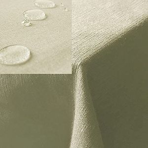 JEMIDI tafelkleed buiten 130 x 340 cm - Tafellaken afwasbaar - Tafelzeil buiten of binnen met linnenlook - Vuil- en waterafstotend - Champagne