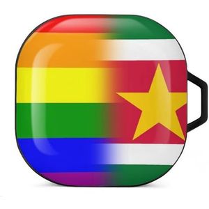 LGBT Pride Suriname vlag oordopjes hoesje compatibel met Samsung hard shell beschermhoes zwart stijl