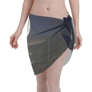 Zeilschip met stormprint, elegante strandomslagdoek, bikini-cover-up, badmodejurk, voor vrouwen, perfect voor zwembad en resort, zwart, Zwart, one size