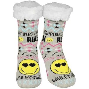 Smileyworld Cottage sokken - Smiley huissokken voor vrouwen Gezellige sokken Fluffy wintersokken Warme damessokken Grijs (Grijs, EU schoenmaat systeem, Volwassenen, numeriek (van/tot), M, 35, 38)