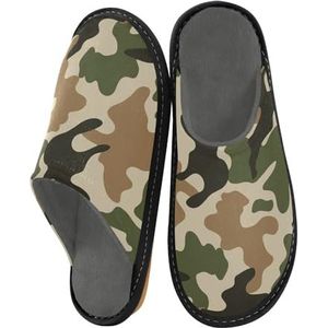 YOUJUNER Damespantoffels, camouflage, groene camouflage, huispantoffels, gezellige pantoffels van traagschuim, instappers voor binnen en buiten, huisslippers, Meerkleurig, 34/35 EU