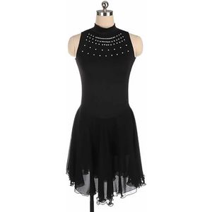 UPPJPBSW Meisjes Kunstrij Rok Hoge Rekbare Fluweel Met Strass Artistiek Turnpak Balletjurk,zwart,S