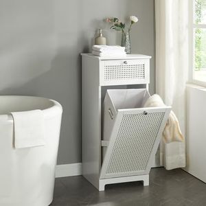 [en.casa] Badkamerkast Karlsøy met wasmand 90x38x40 cm wit