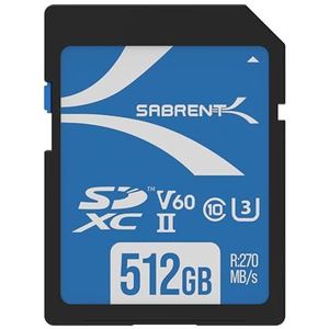 SABRENT Rocket V60 512GB SD UHS-II Geheugenkaart R270MB/s W170MB/s (SD-TL60-512GB)