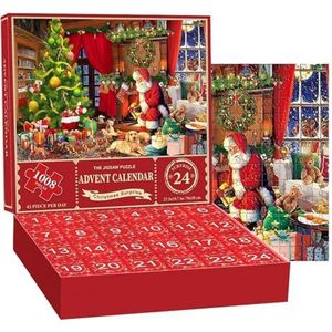 Kerst Advent Cálendar Puzzel - Kerst Countdown Cálendar 24 Dagen Legpuzzels | 1008 Stukjes Puzzel Vintage | Aftellen naar Kerstmis Kous Stuffer | Vakantie Puzzel Voor Jongens Meisjes