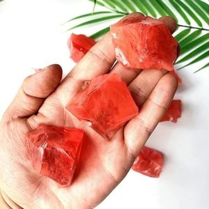 Diffuus geurige steen watermeloen rood smeltkristal kwarts ruw grind handwerk ornamenten tuin decor halfedelsteen-3pcs